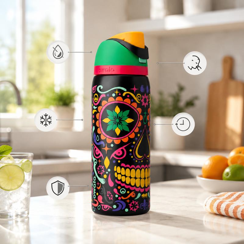 Lumvo Insulated Stainless Steel Water Bottle with Straw Lid