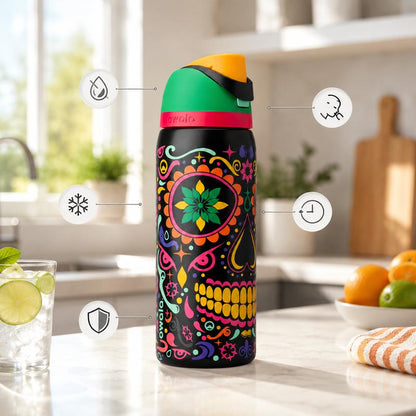 Lumvo Insulated Stainless Steel Water Bottle with Straw Lid